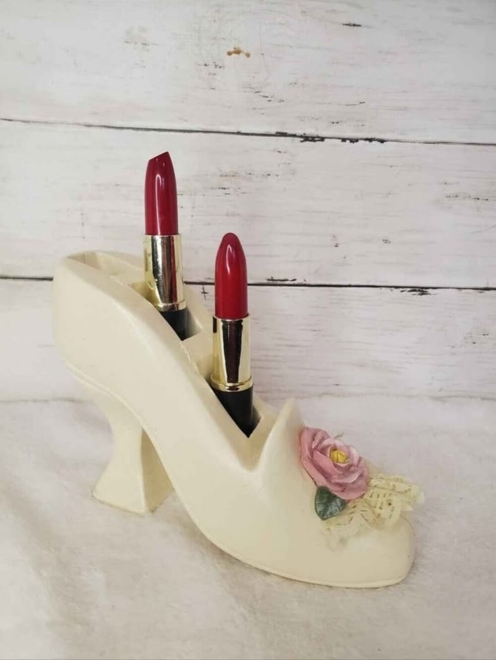 Vintage Victorian Wooden High Heel Lipstick Holder Cottagecore Grandmacore Mcm